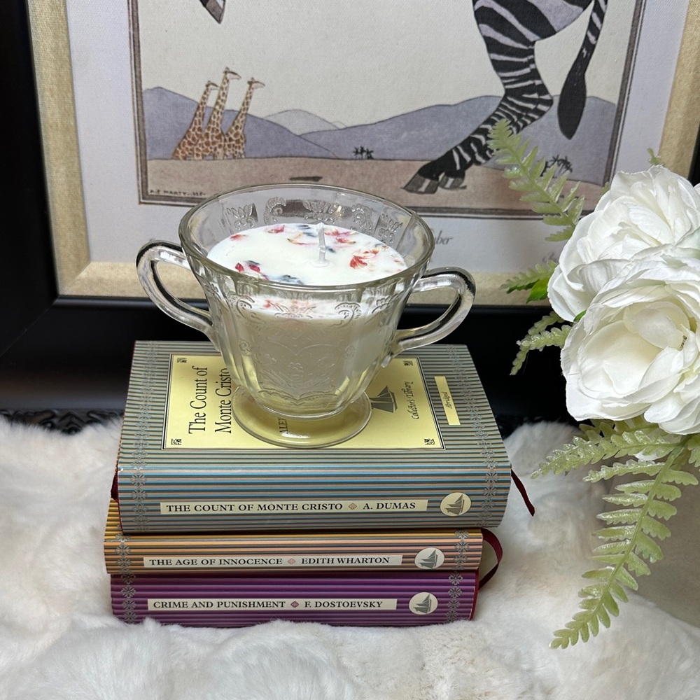 Clear Glass Double-Handled Candle